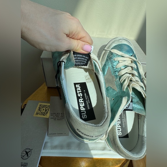 NWT Golden Goose Superstar Vintage Laminated Sneaker, Mint/teal, Size 39 (US 9) - Picture 15 of 17